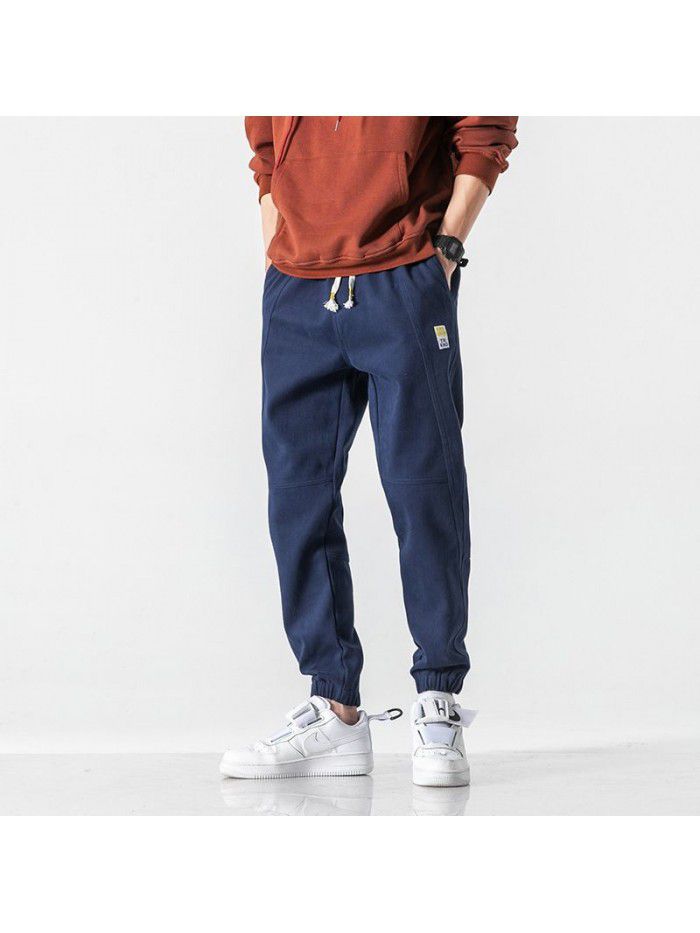 men's casual pants men's wash loose casual pants large elastic waist overalls men's wear 
