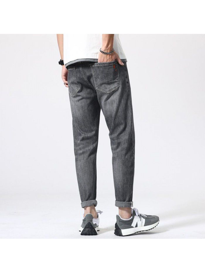 New jeans in spring and summer men's loose straight Harem Pants men's fashion youth casual large stretch Capris 