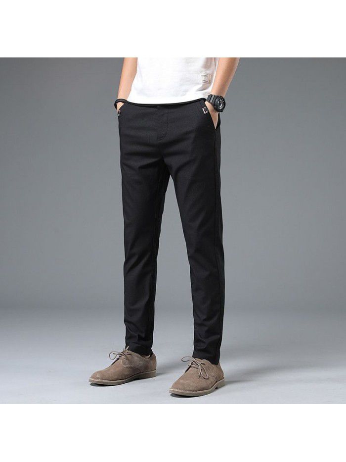 Pants men's Korean Trend slim stretch straight PANTS YOUTH simple formal casual men's trousers summer thin 