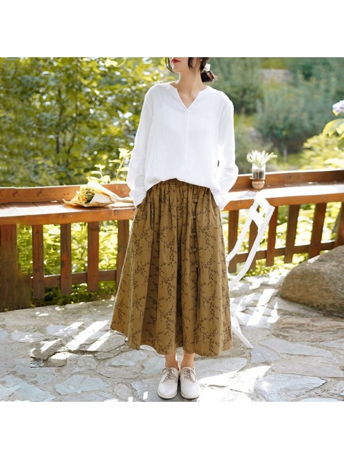 Literature and art women's high waist A-line ...