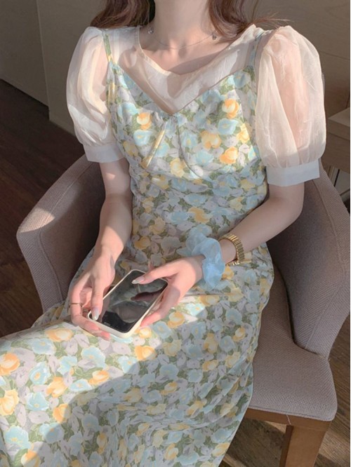 new summer French dress with thin waist 