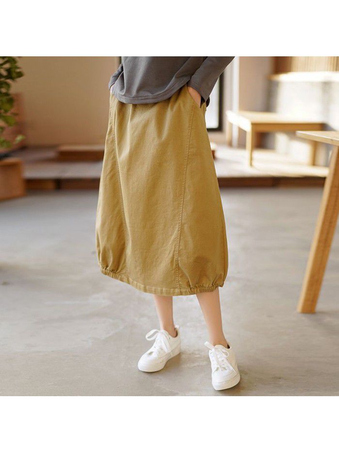 Literature and art women's  spring new skirt loose high waist show thin Japanese versatile a word women's skirt wholesale 