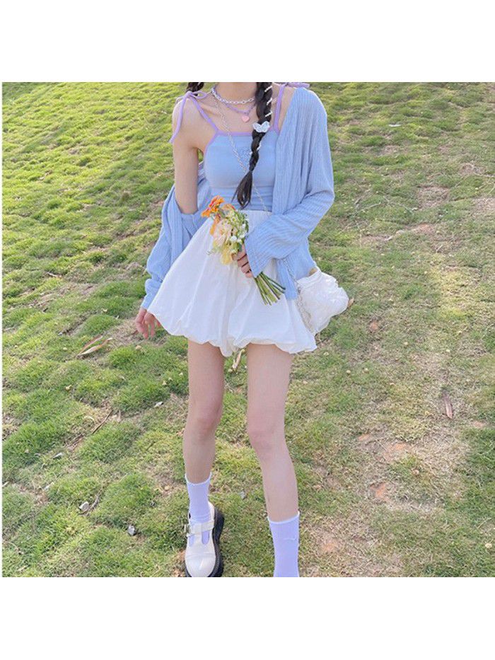 Shy girls' flower bud pants  summer new bubble pants High Waist Shorts A-line skirt 