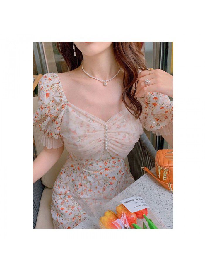 "Monet garden" sweet dress French long  new style floral skirt women's summer net "Monet garden" sweet dress French long  new style floral skirt women's summer net
