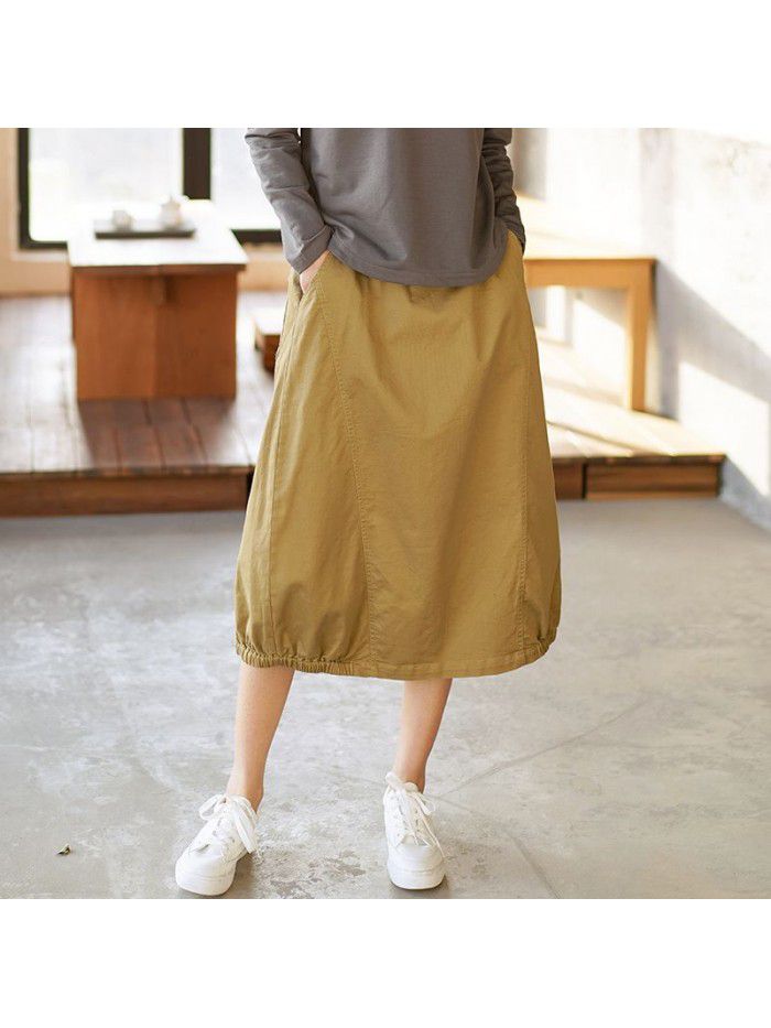 Literature and art women's  spring new skirt loose high waist show thin Japanese versatile a word women's skirt wholesale 