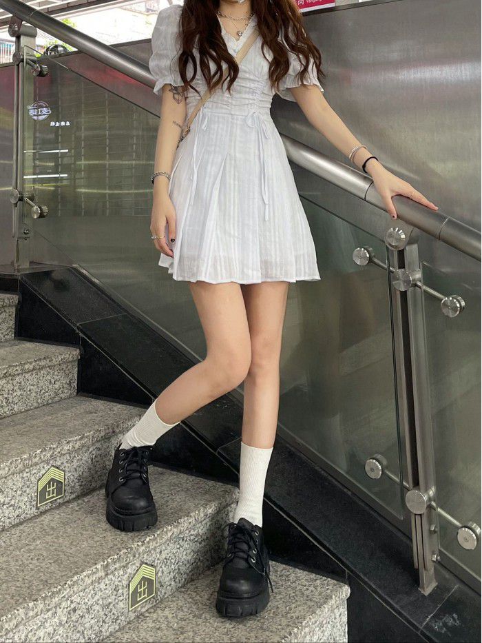 Story of young Platycodon grandiflorum pure white Platycodon lace thin pleated Baby Dress 