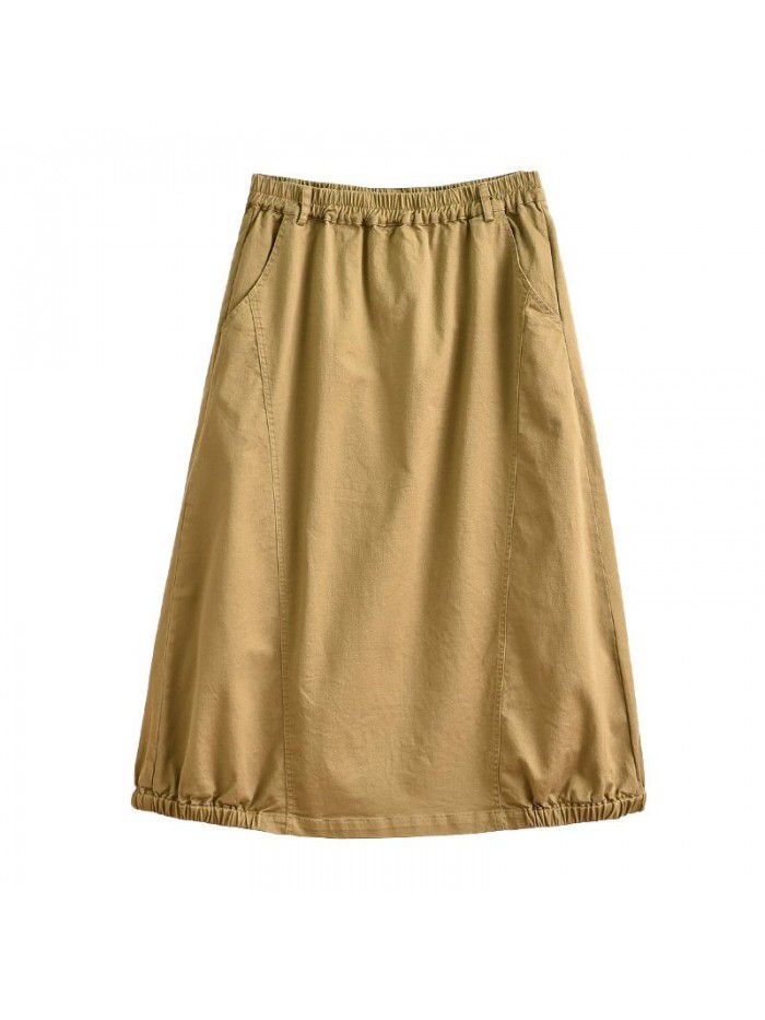 Literature and art women's  spring new skirt loose high waist show thin Japanese versatile a word women's skirt wholesale 