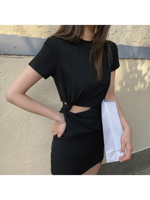 summer new short sleeve slim fitting dress with h...  summer new short sleeve slim fitting dress with h...