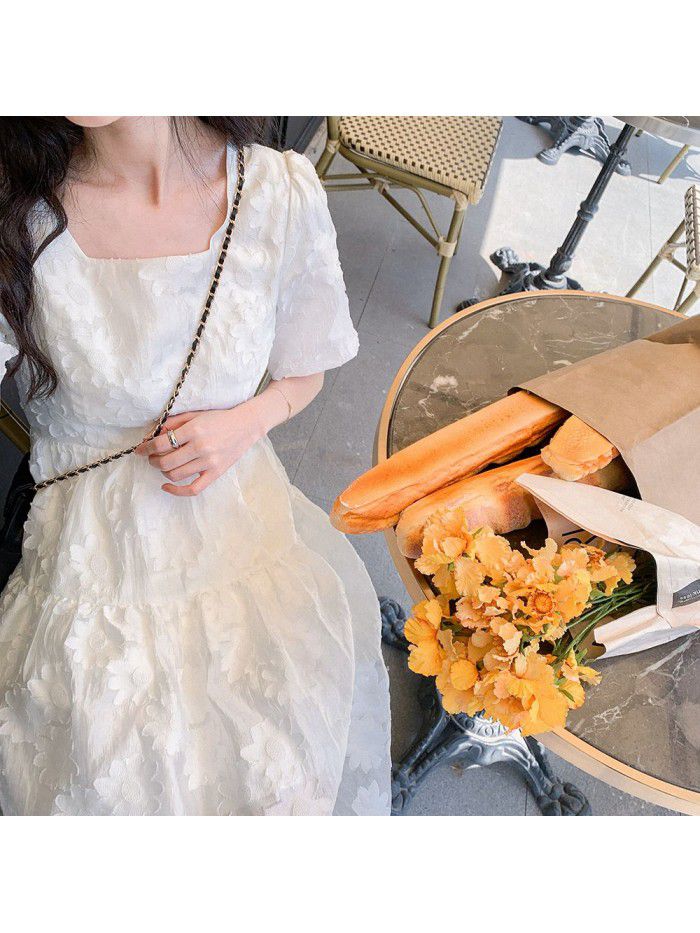 summer new French first love sweet Platycodon grandiflorum skirt small fresh gentle wind White Chiffon Dress   summer new French first love sweet Platycodon grandiflorum skirt small fresh gentle wind White Chiffon Dress