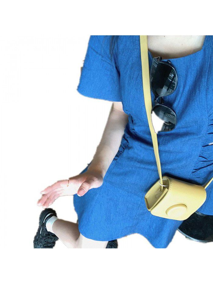 French dress  summer dress new retro sweet cool waist age reduction imitation denim dress A-line skirt 