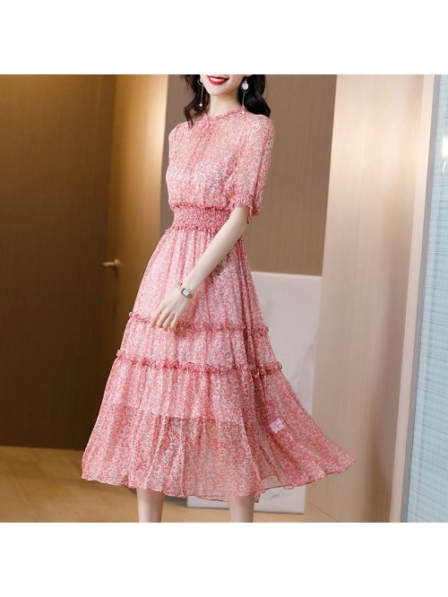 Floral silk dress for women's  summer new sty... Floral silk dress for women's  summer new sty...