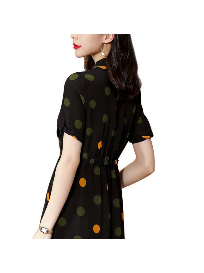 European and American silk dress  summer new V-neck slim mulberry silk dress  European and American silk dress  summer new V-neck slim mulberry silk dress