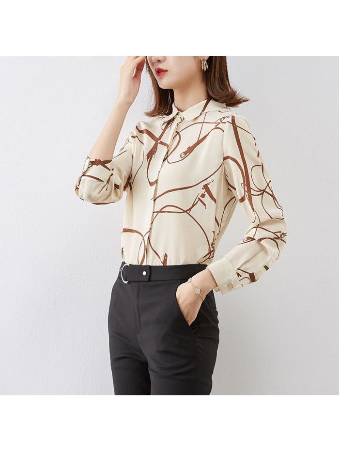 Silk women's shirt  spring new loose temperament lazy style long sleeve versatile shirt mulberry silk top 