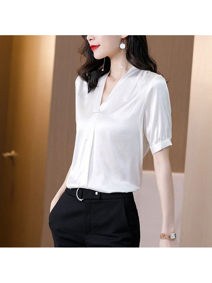 High quality shirt women's silk temperament with drooping feeling 