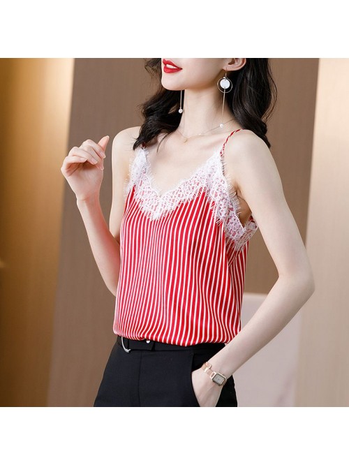 Red striped silk suspender backing  new casual and...