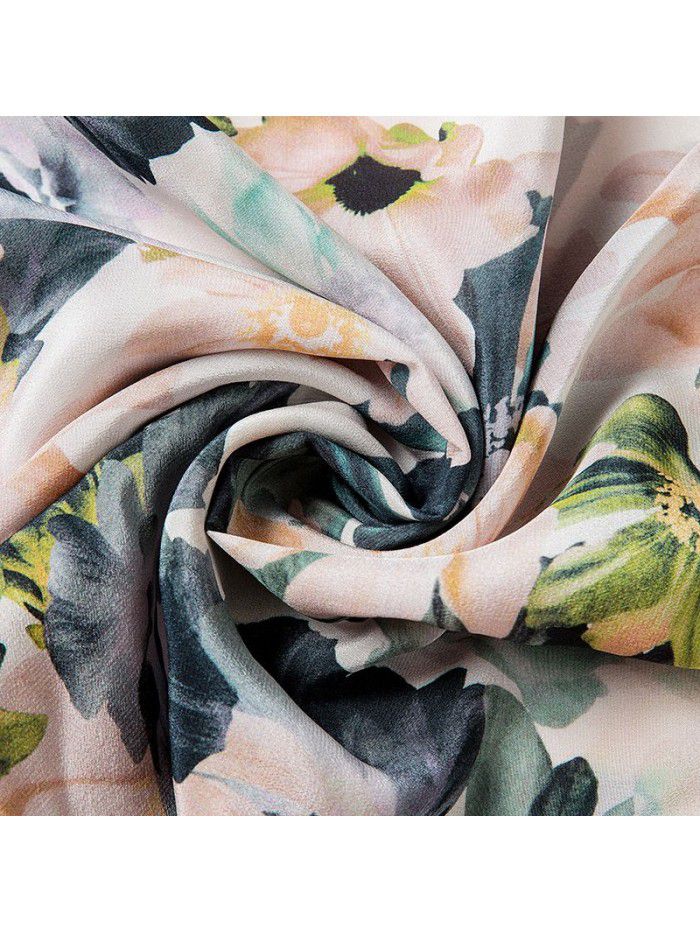 Heavyweight silk shirt mid sleeve  summer new style design sense minority temperament mulberry silk floral top 