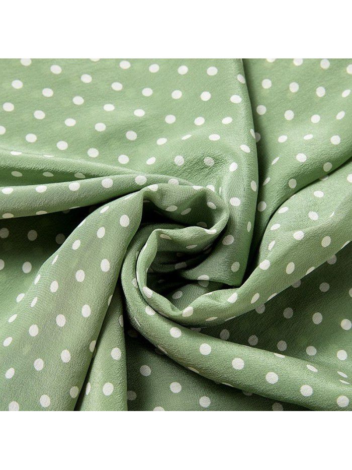 Silk polka dot print top French Shirt Short Sleeve  summer new style color contrast mulberry silk shirt 