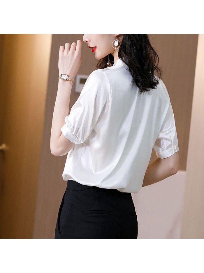 High quality shirt women's silk temperament with drooping feeling 