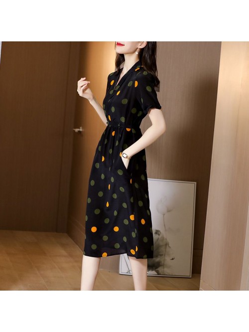 European and American silk dress  summer new V-nec... European and American silk dress  summer new V-nec...