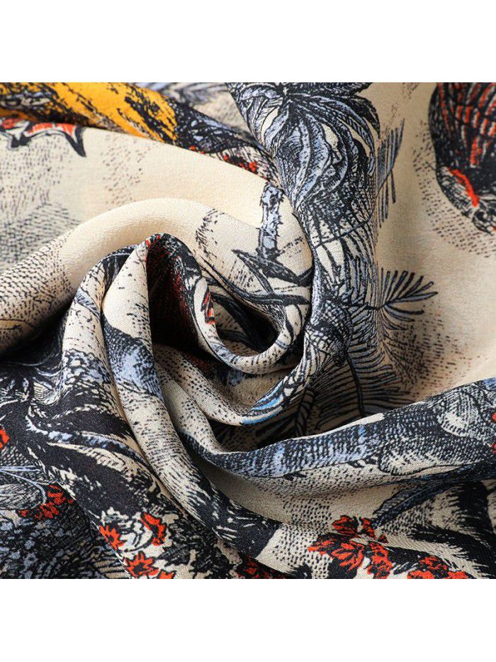 Silk shirt women's  summer new printing silk shirt casual loose top design women's wear 