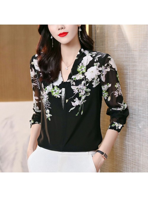 Heavyweight silk shirt long sleeve high-end temper...