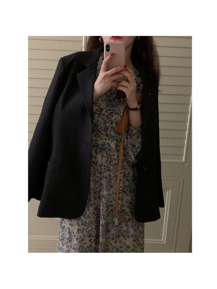 spring fashion commuting high waist slim V-neck floral dress (rhombic / blue) A-line medium length skirt 