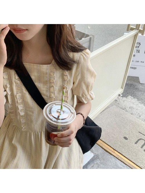 Homemade small love lace square collar dress with ...
