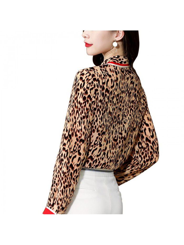 The new leopard print mulberry silk shirt in  spring 