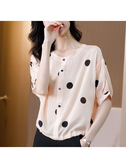 Poldian silk shirt women's European fashion s...