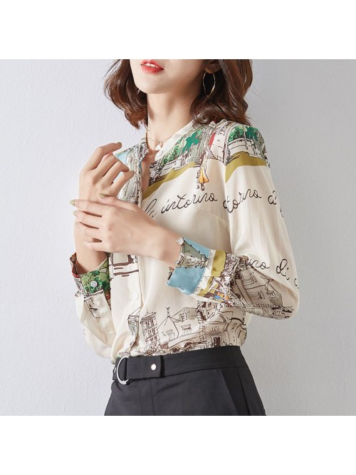 Women's spring new  shirt architectural print...