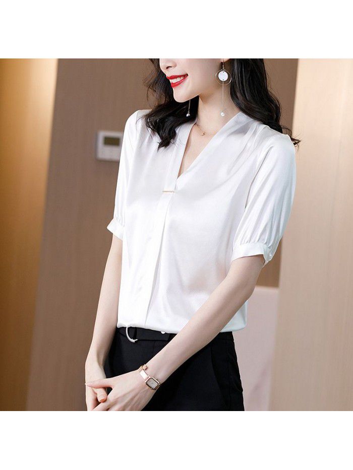 High quality shirt women's silk temperament with drooping feeling 