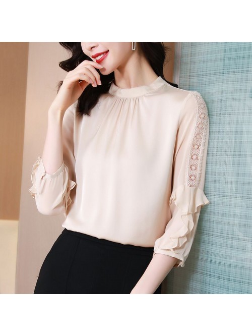 Silk shirt women's  spring and summer new lac...