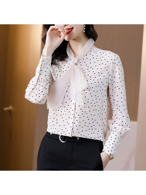 Women's design sense of silk shirt niche spri...