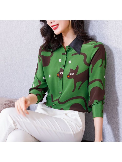 Heavyweight silk shirt women's  spring new fa...