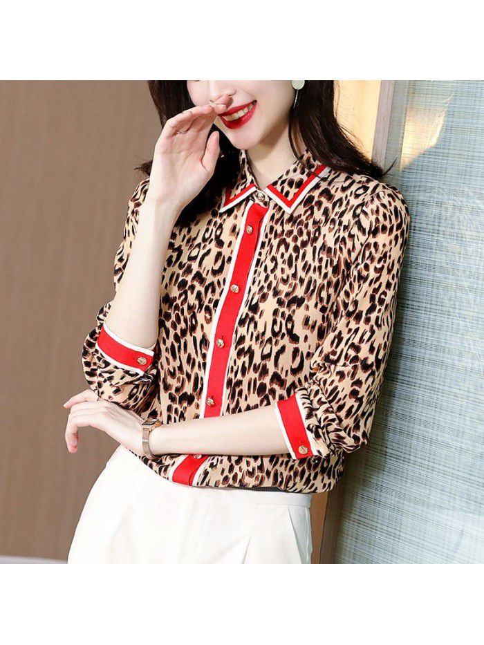 The new leopard print mulberry silk shirt in  spring 