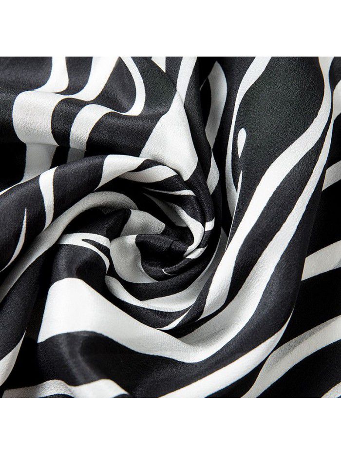 Zebra pattern silk shirt women's  summer new stand collar versatile silk shirt loose top women's wear 