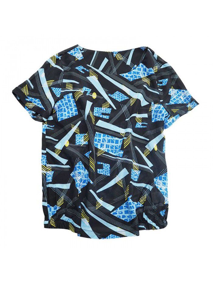 Heavy silk Plaid T-shirt women's summer  new casual silk shirt temperament slim loose top 