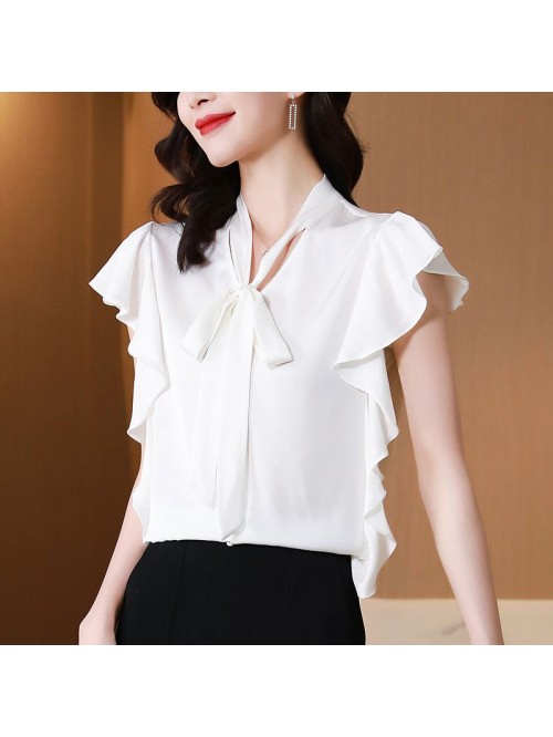 White silk shirt women's summer dress  new la...