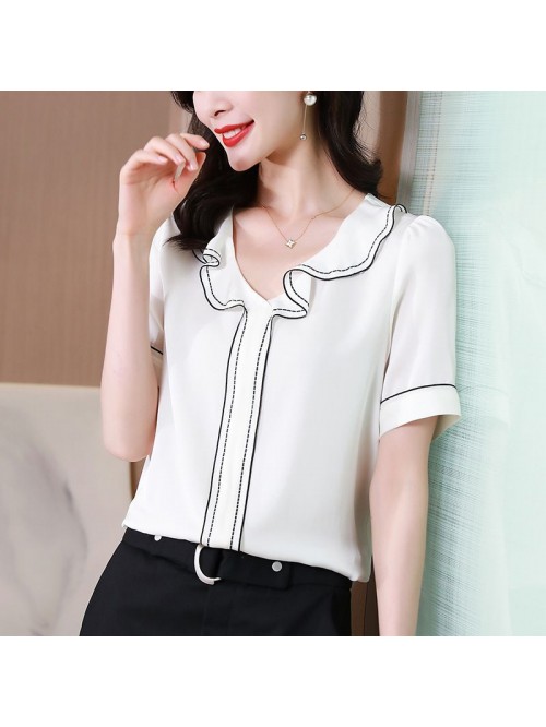 White heavyweight silk T-shirt  spring new women&#...