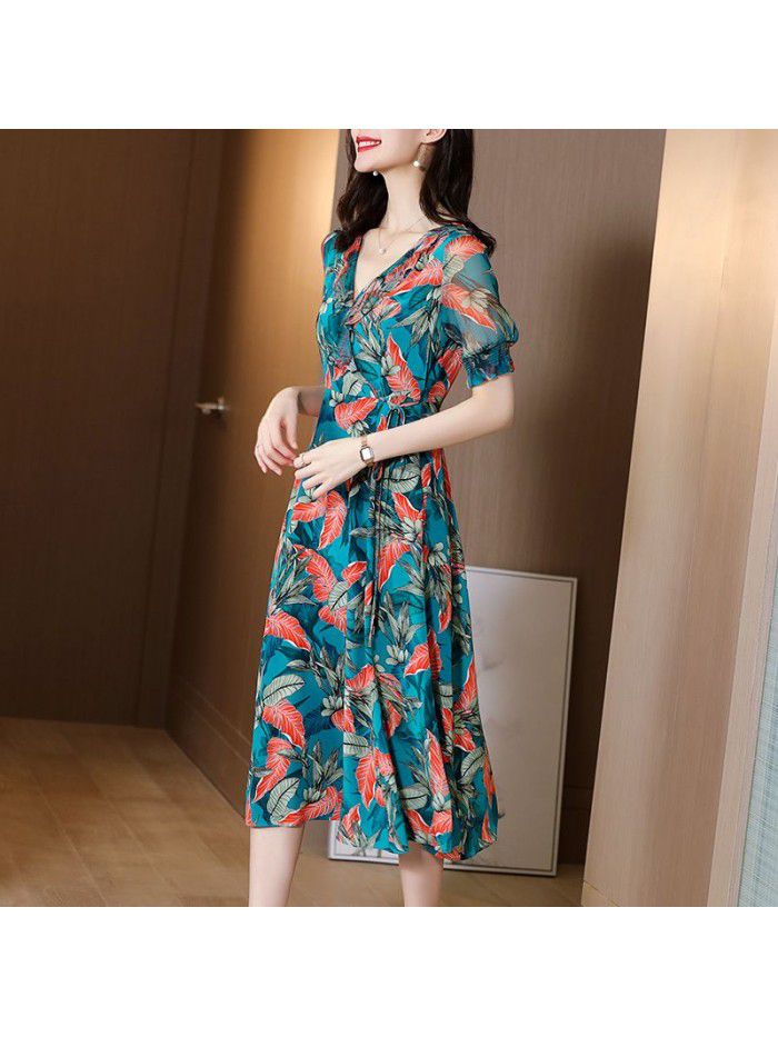 Foreign style silk dress  new summer lady's popular skirt  Foreign style silk dress  new summer lady's popular skirt