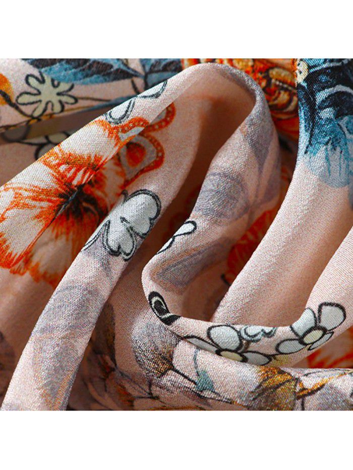 Heavyweight silk shirt women's  spring dress new fashion French niche long sleeve print temperament mulberry silk top 