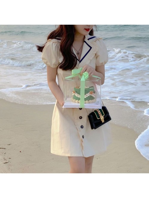 Light color skirt first love Navy collar can be sw...
