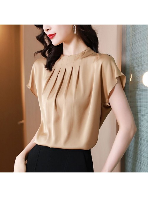 Silk shirt fan top female short sleeve  new loose ...