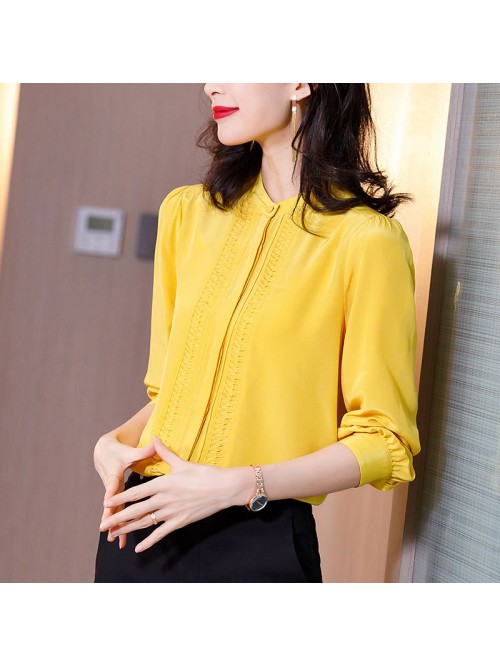 Heavyweight silk shirt women's long sleeve  s...
