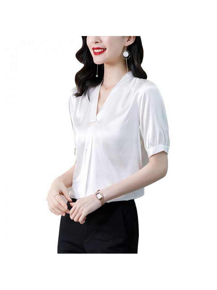 High quality shirt women's silk temperament with drooping feeling 