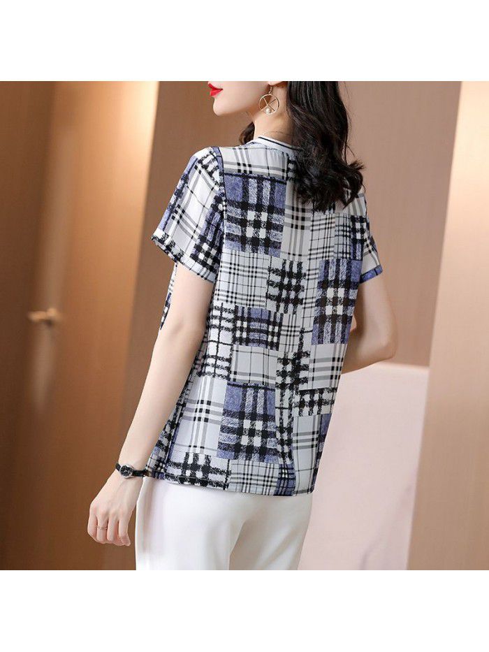 Silk short sleeve T-shirt women's summer  new loose cartoon print mulberry silk harbor style Korean version top 