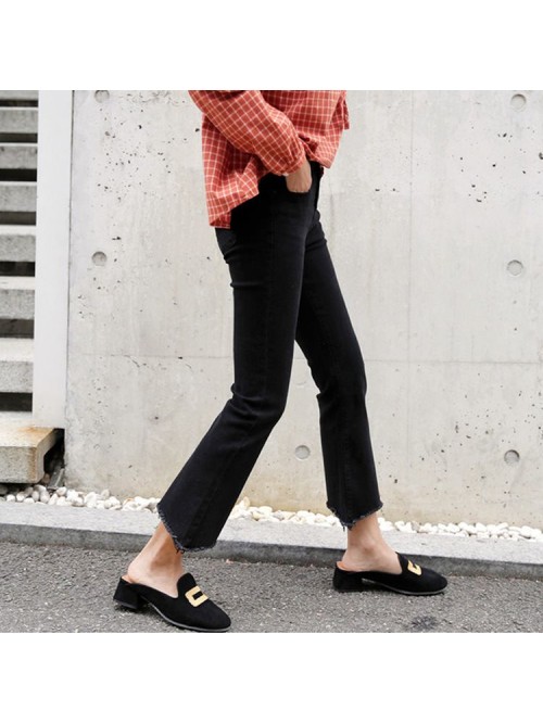 Black flared jeans women's 20 spring new high...