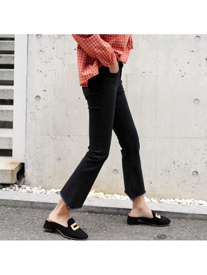 Black flared jeans women's 20 spring new high waisted slim cropped pants 