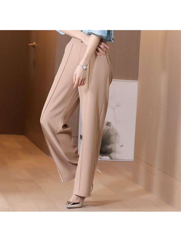 Wide leg pants women's summer  new high waist loose drop feeling show thin casual Korean versatile drop feeling straight pants 