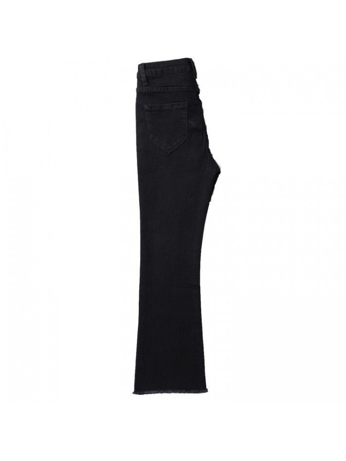 Black micro trumpet jeans women's quarter pants in spring and summer  